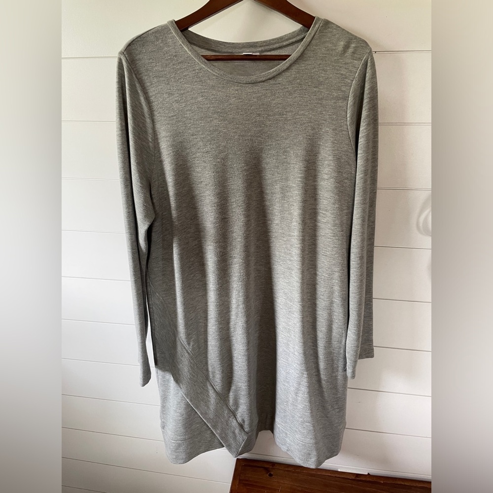 J JILL Fit Sweatshirt Dress Size L Petite Light Gray